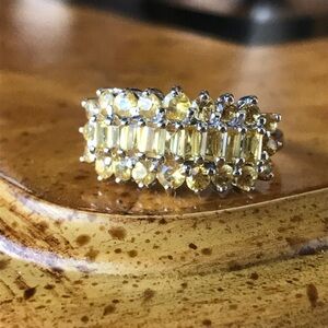 Natural Yellow Sapphire Sterling Silver Ring Size 9